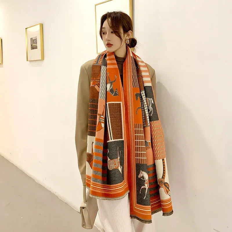 Horse Print Wrap Scarf