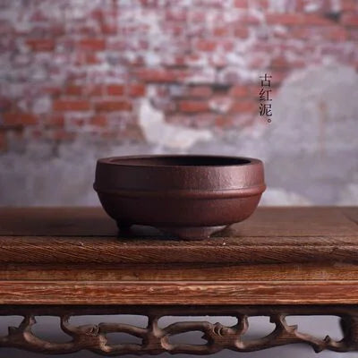 Ceramic Circle Waistline Bonsai Pot,Tradition Chinese Classical,Room Table Dormitory Garden Home Table Decoration