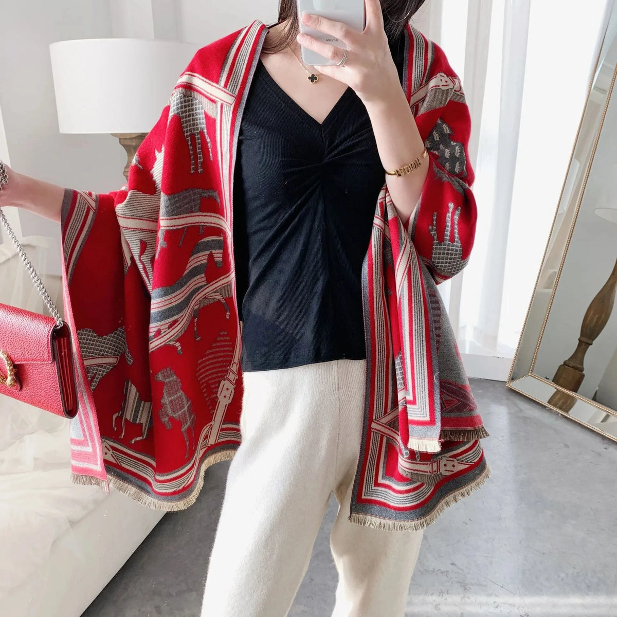 Horse Print Wrap Scarf