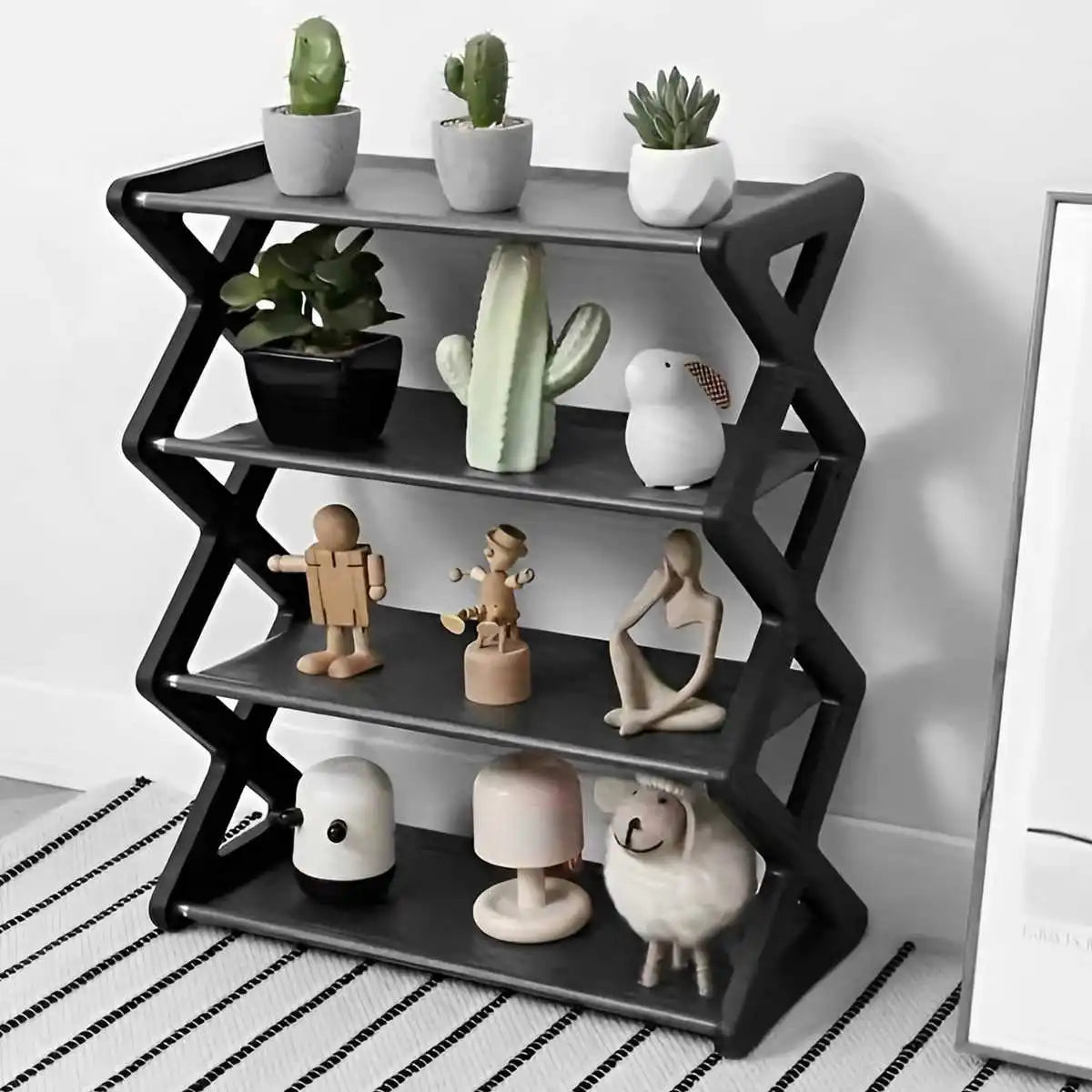 4-Tier X-Frame Shoe Rack