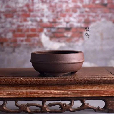 Ceramic Circle Waistline Bonsai Pot,Tradition Chinese Classical,Room Table Dormitory Garden Home Table Decoration