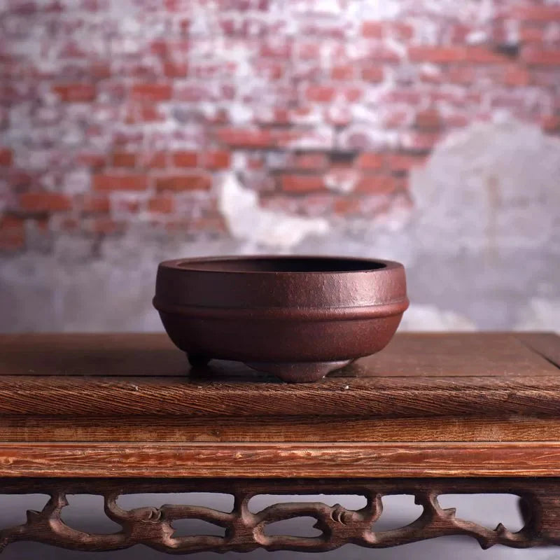 Ceramic Circle Waistline Bonsai Pot,Tradition Chinese Classical,Room Table Dormitory Garden Home Table Decoration