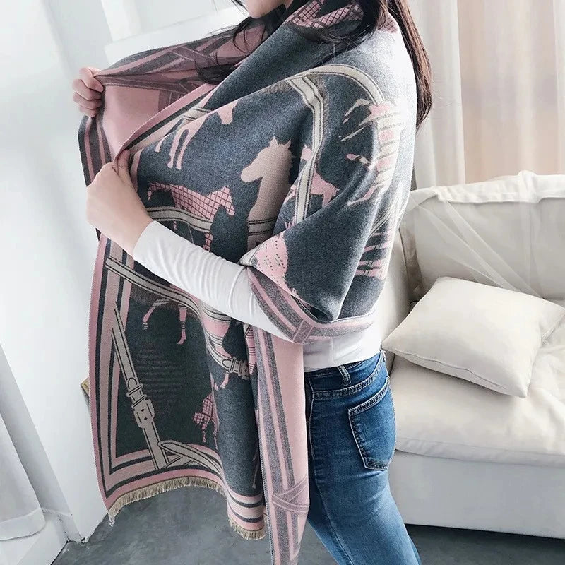 Horse Print Wrap Scarf