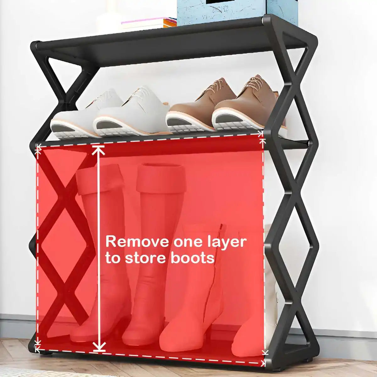 4-Tier X-Frame Shoe Rack