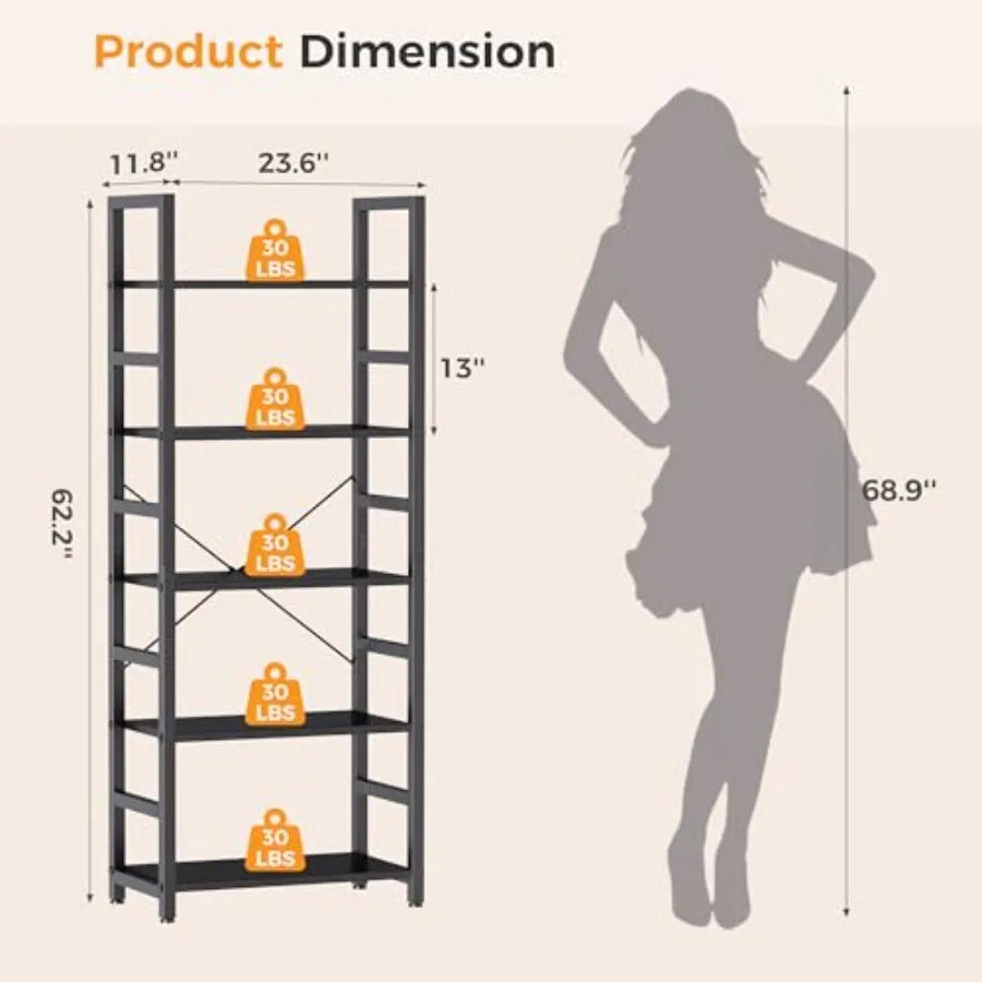 5-Tier Open Bookshelf