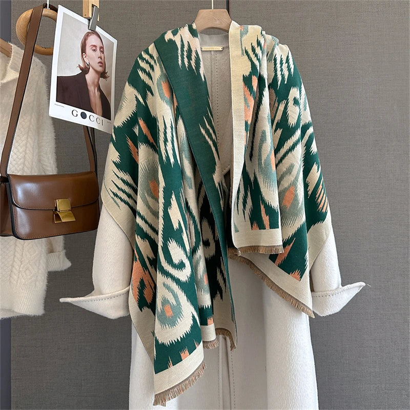 Printed Poncho Scarf