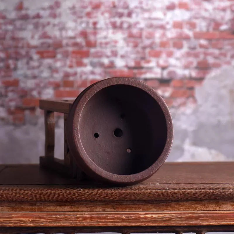 Ceramic Circle Waistline Bonsai Pot,Tradition Chinese Classical,Room Table Dormitory Garden Home Table Decoration
