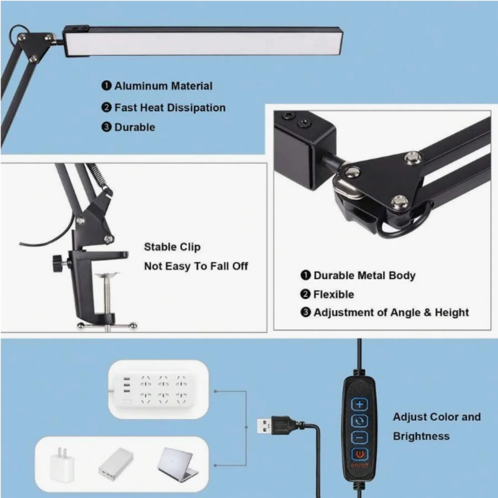 Clamp-On LED Desk Lamp