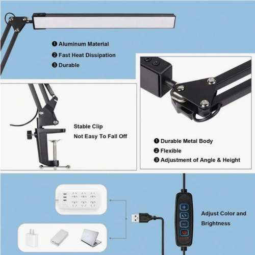 Clamp-On LED Desk Lamp
