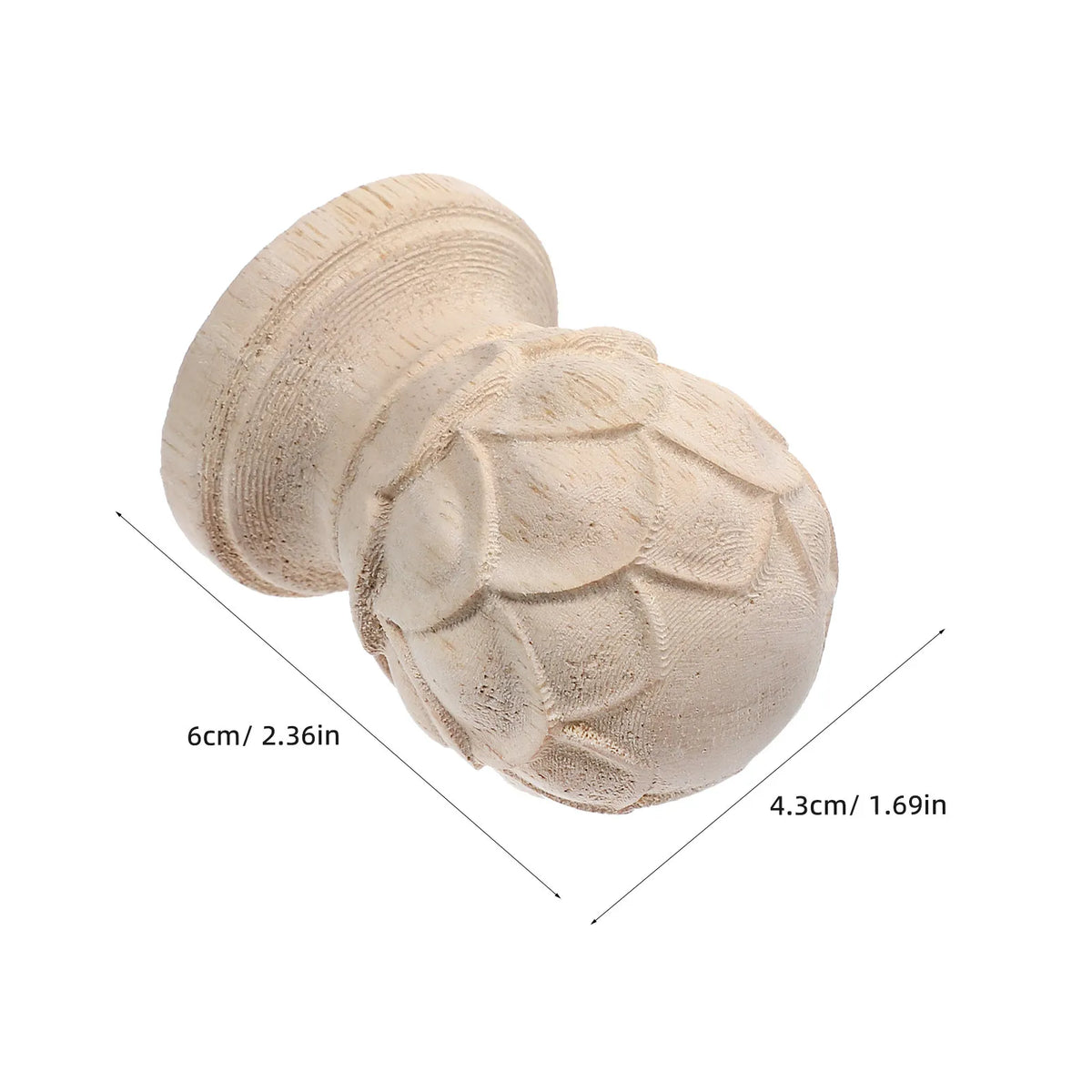 2Pcs Wood Carved Finial Set Lotus Design Unfinished Decorative Bed Post Topper Furniture Wood Caps Compatible for Stairs Fence