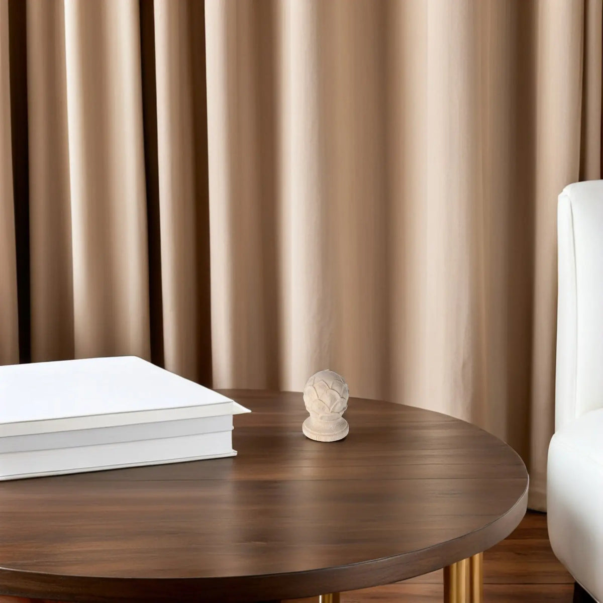 Lotus Wood Finials (2 Piece)