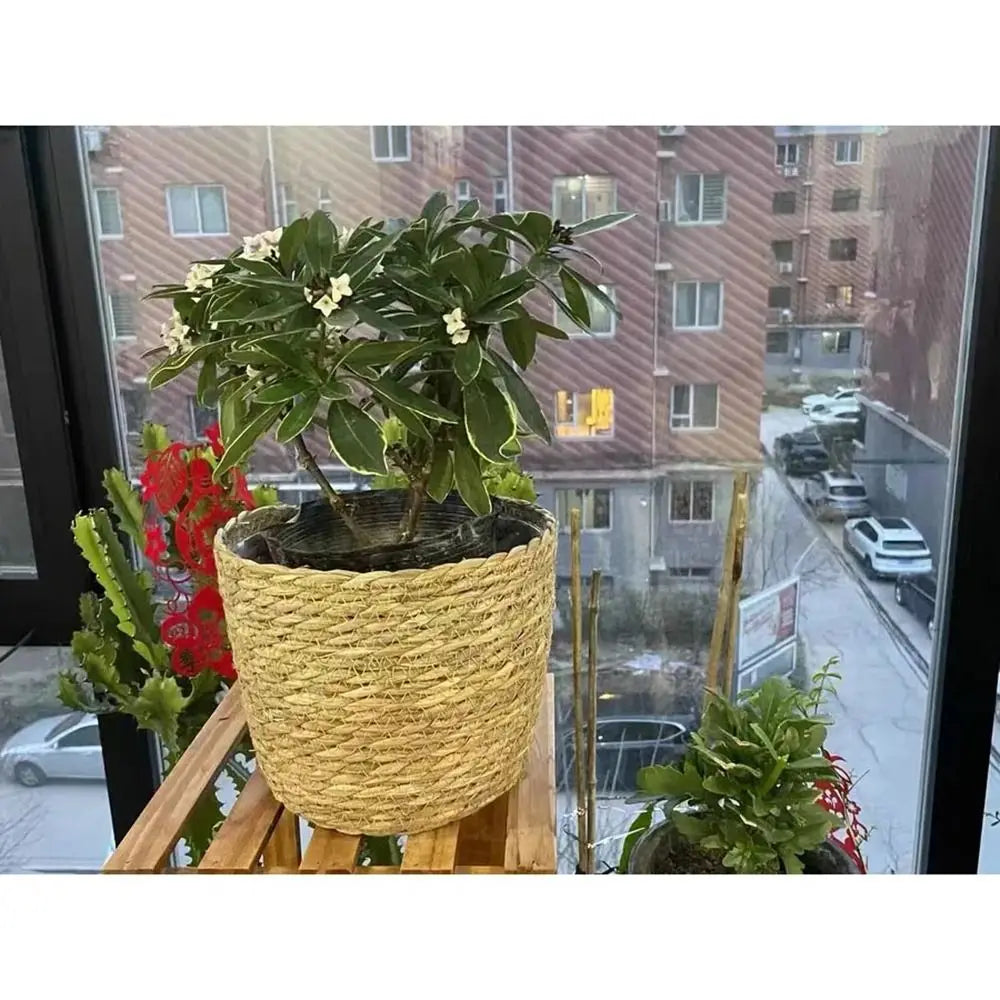1Pcs For Garden Terraces Flower Pot Basket Rattan Straw Furniture Decoration Grass Woven Flowerpot Mini/S/M/L Planter Basket