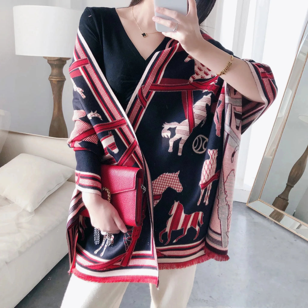 Horse Print Wrap Scarf